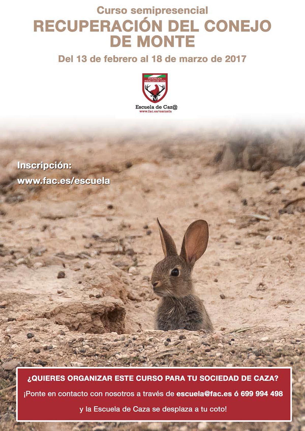 La Escuela de Caza de la FAC convoca un Curso para la Recuperación del Conejo de Monte del 13 de febrero al 18 de marzo